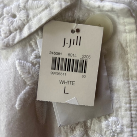NWT. J. Jill White Eyelet Embroidered Cinch Waist Jacket Linen Blend L - Picture 8 of 11